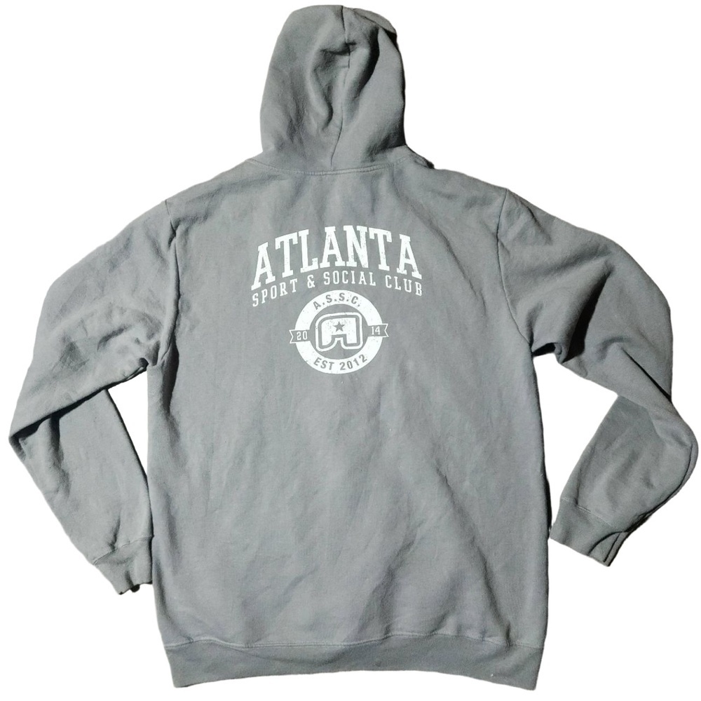 District Mens Grey Pullover Hoodie Atlanta Print Size XL